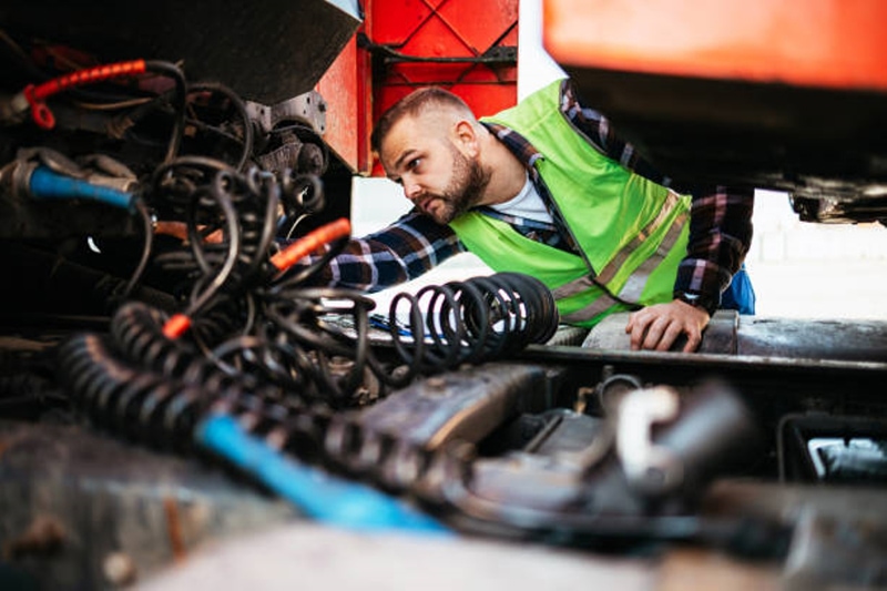 Man working on fleet vehicle